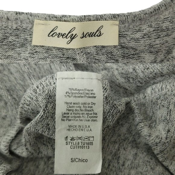 Lovely Souls Gray Knit Tunic Top Womens Size S Round Neck Long Sleeve Pockets - Picture 11 of 11